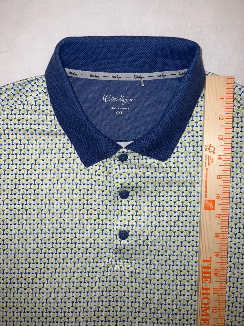 Walter Hagen Men’s 2XL Navy Collar Geometric Print Performance Polo